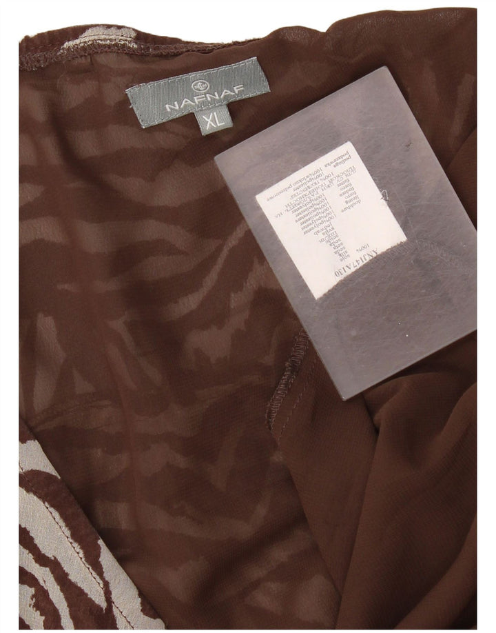 Naf Naf Γυναικεία ασύμμετρη φούστα XL W36 καφέ Animal Print Polyester