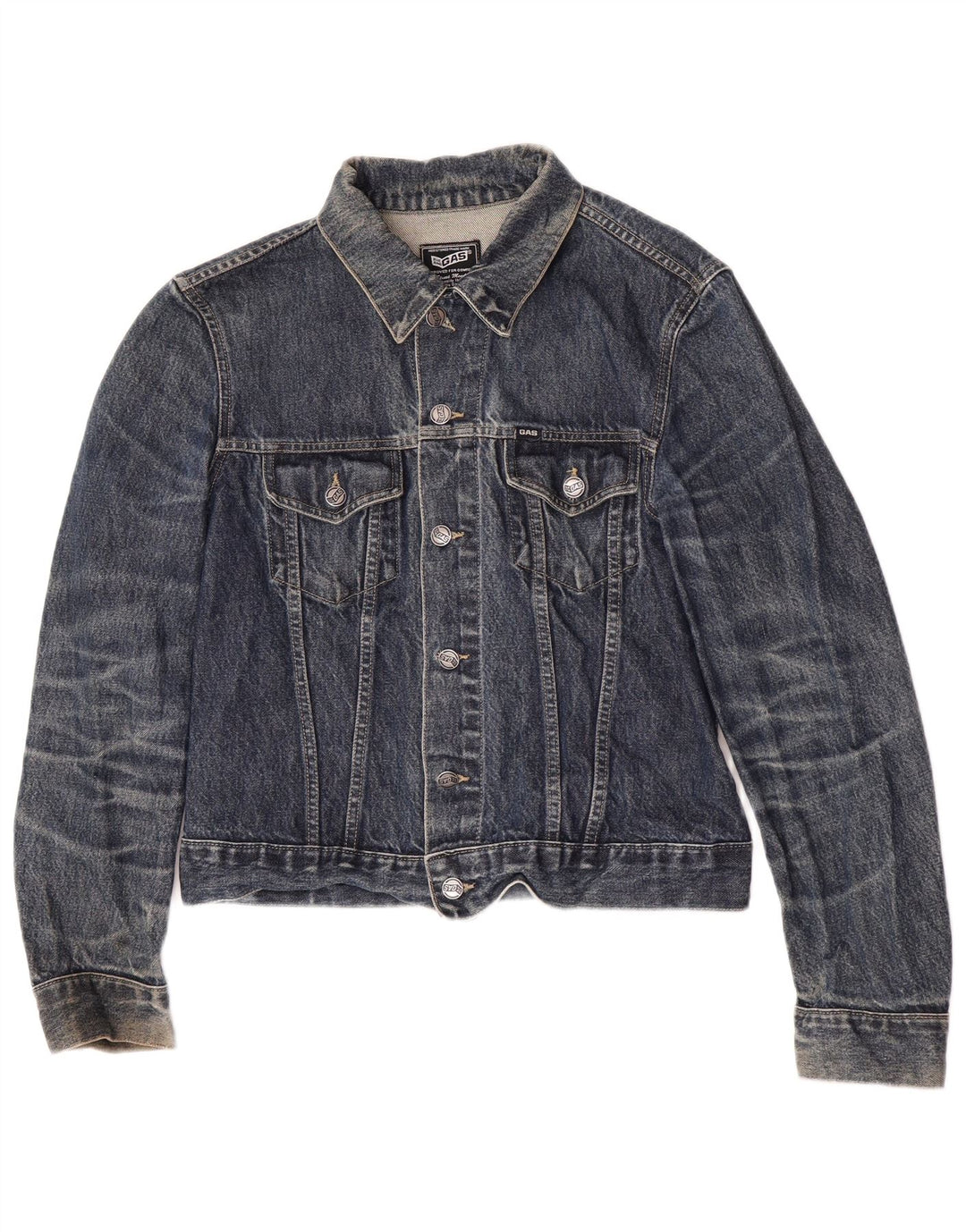 Gas Γυναικείο Τζιν Μπουφάν UK 14 Medium Navy Blue Cotton