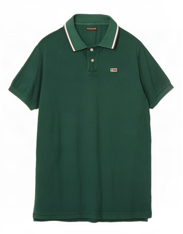 Napapijri Mens Geographic Polo Shirt XL Green Cotton