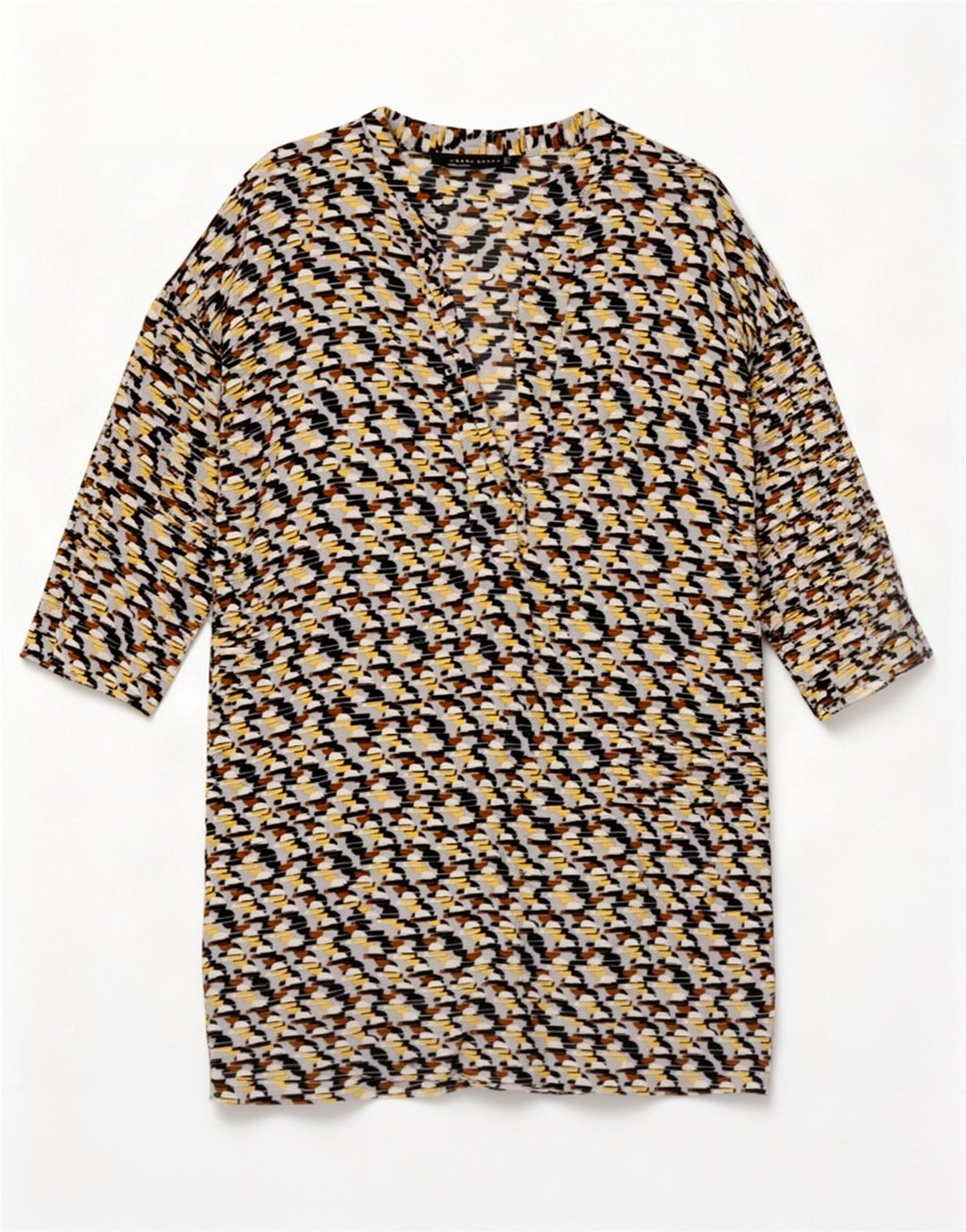 Zara Γυναικείο φόρεμα 3/4 Sleeve Shift UK 14 Medium πολύχρωμο γεωμετρικό