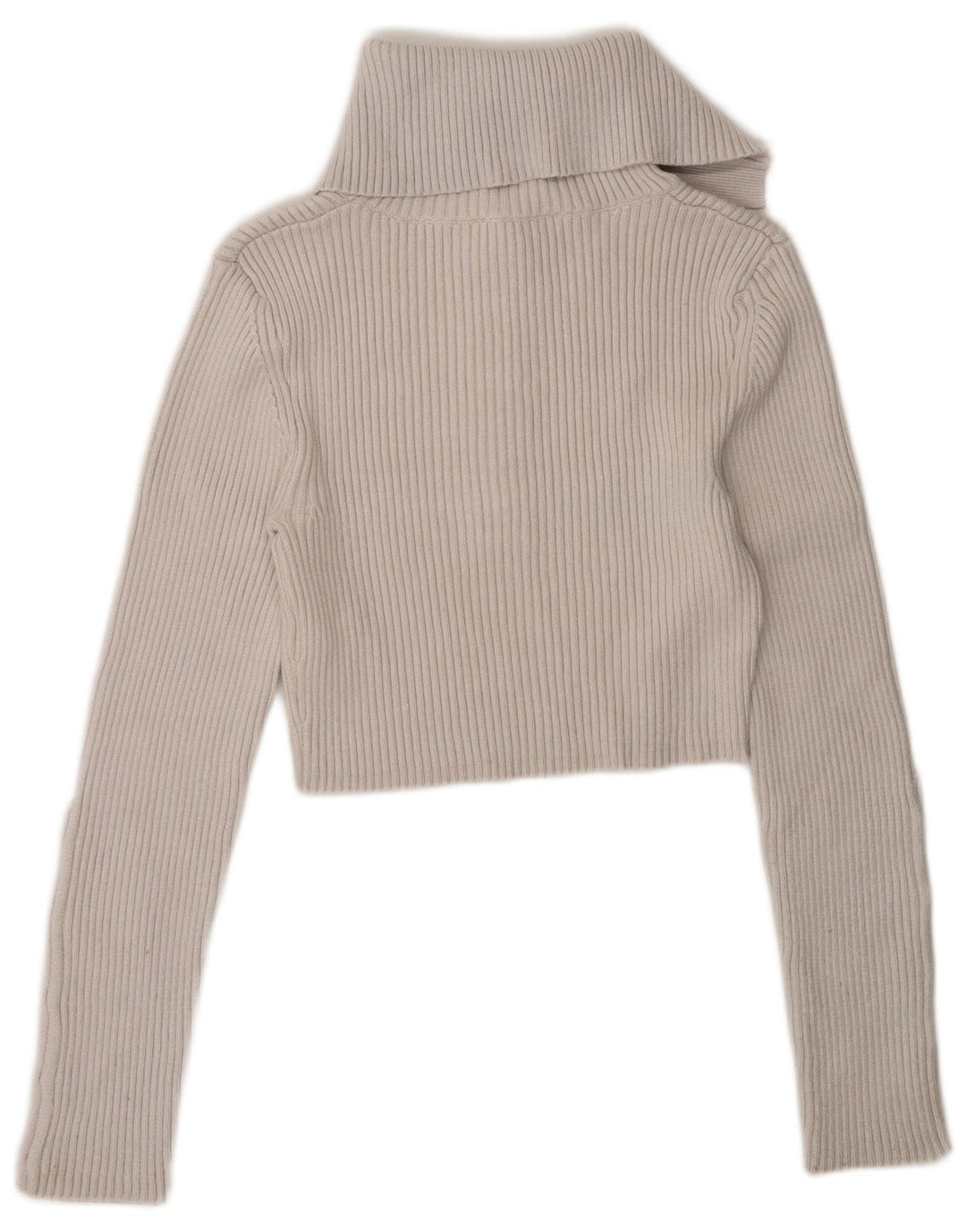 Zara Γυναικείο Crop Top μακρυμάνικο UK 12 μεσαία λευκή βισκόζη