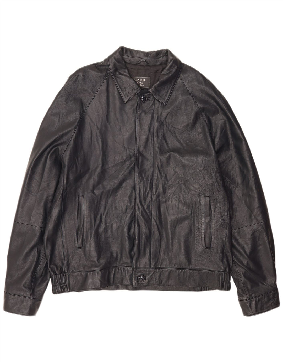 Vintage Ανδρικό Bomber Δερμάτινο Μπουφάν IT 56 3XL Μαύρο Δερμάτινο