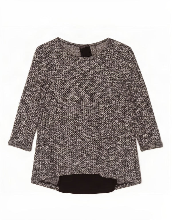 Marks & Spencer Γυναικεία μπλούζα με μανίκια 3/4 τοπ UK 8 Small Black Flecked