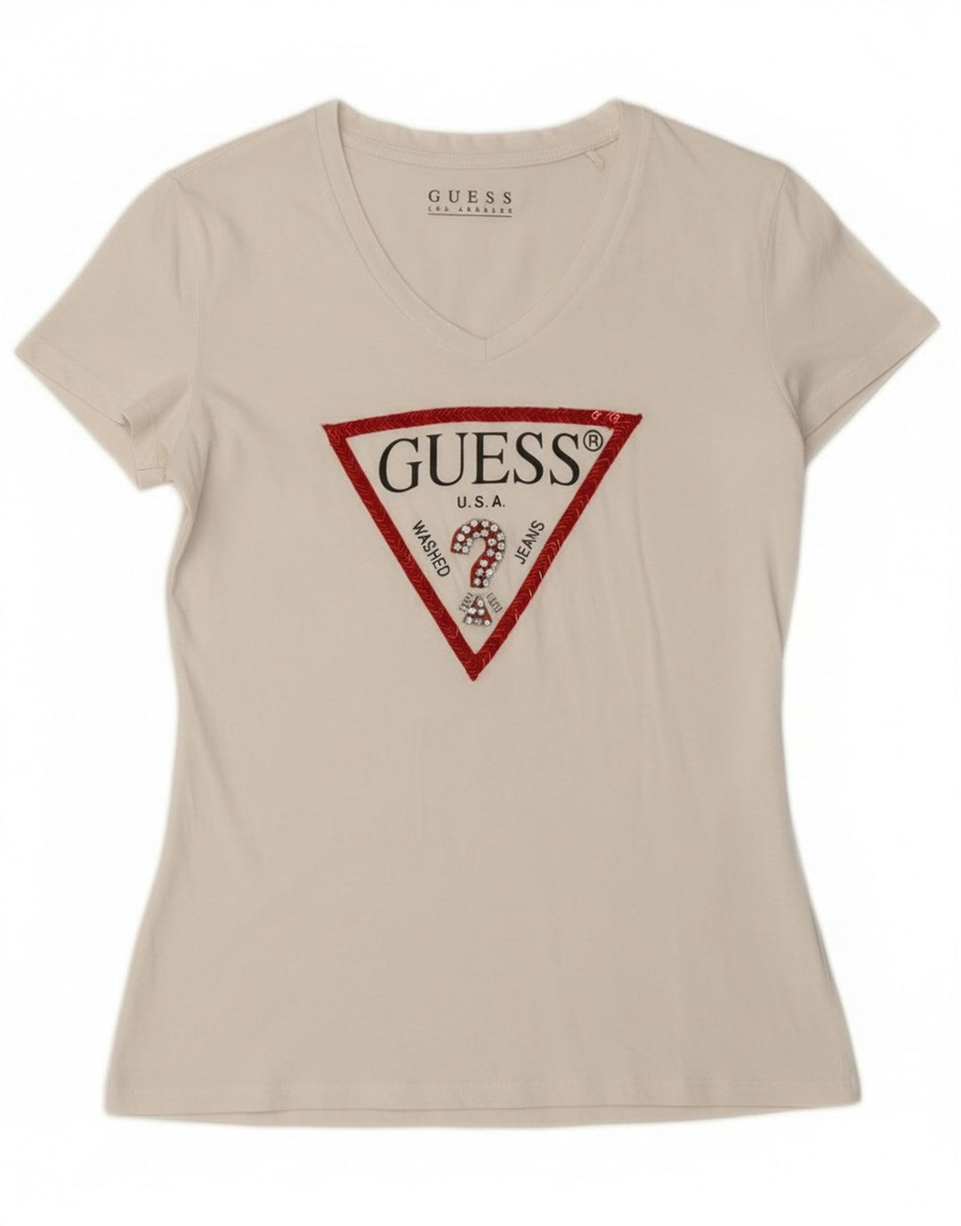 Γυναικείο γραφικό μπλουζάκι Guess Top UK 12 Medium White