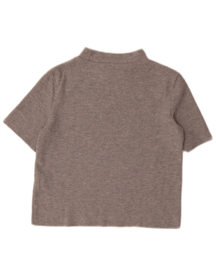 Zara Γυναικείο T-Shirt Crop Top UK 12 Medium Grey