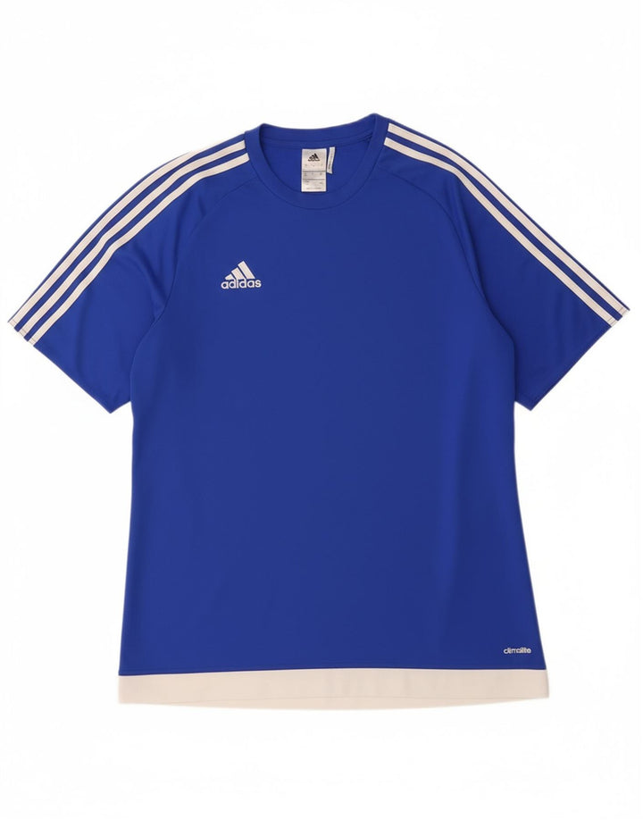 ADIDAS Mens Climalite T-Shirt Top Large Blue Colourblock Polyester