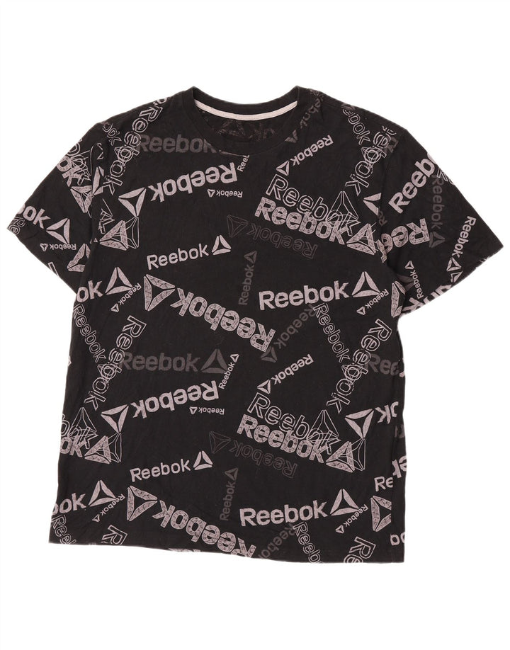 Ανδρικό γραφικό T-Shirt Reebok Top μεγάλο μαύρο βαμβακερό