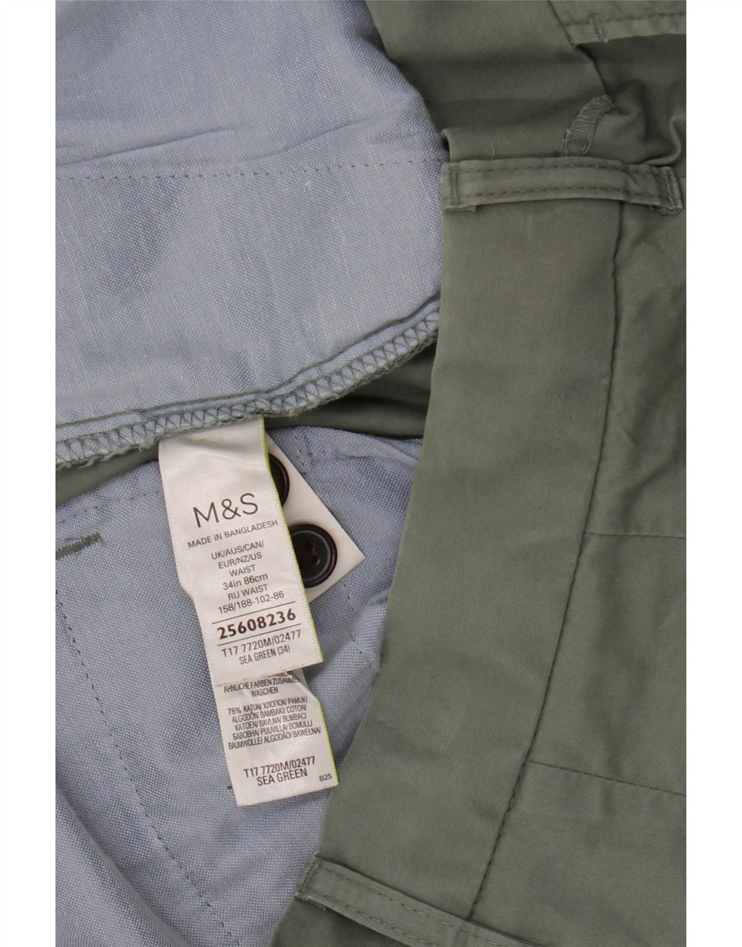 Ανδρικό σορτς Chino Marks & Spencer W34 Μεγάλο πράσινο βαμβακερό