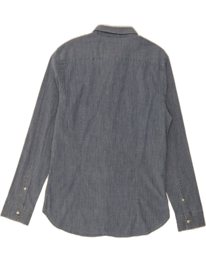 SUPERDRY Mens Tailored Slim Shirt Large Blue Cotton Vintage Superdry and Second-Hand Superdry from Messina Hembry 