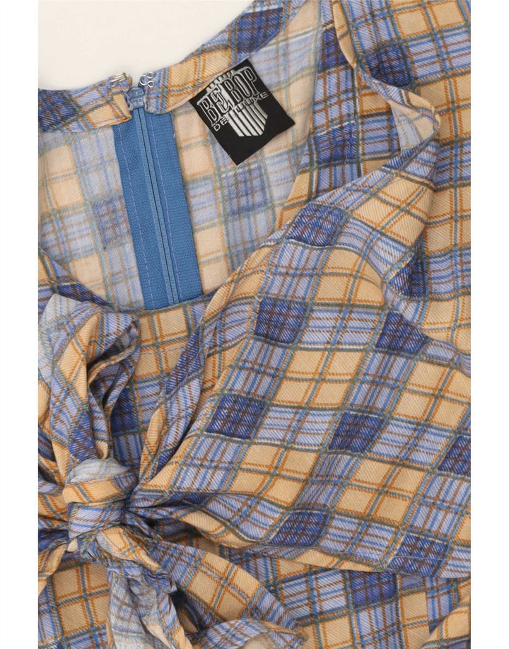 We Be Bop Γυναικείο Αμάνικο Maxi Φόρεμα UK 12 Medium Blue Check Rayon