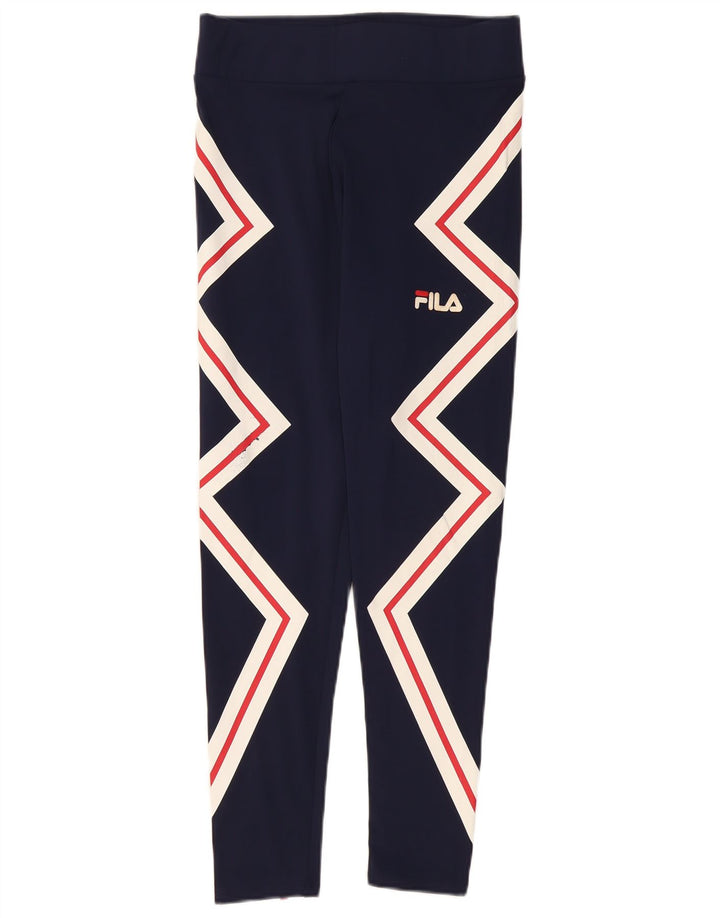 Γυναικεία γραφικά κολάν Fila UK 14 Large Navy Blue Geometric Polyester