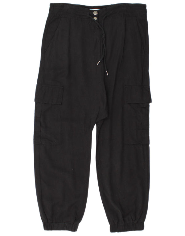 ZARA Womens Capri Joggers Cargo Trousers Medium W28 L21 Black