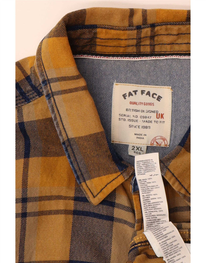 Ανδρικό φανελένιο πουκάμισο Fat Face 2XL κίτρινο βαμβακερό καρό
