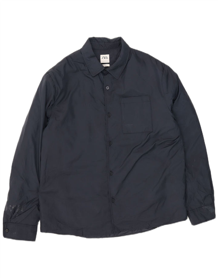 Zara Ανδρικό τζάκετ αντιανεμικό UK 42 XL Navy Blue Polyester