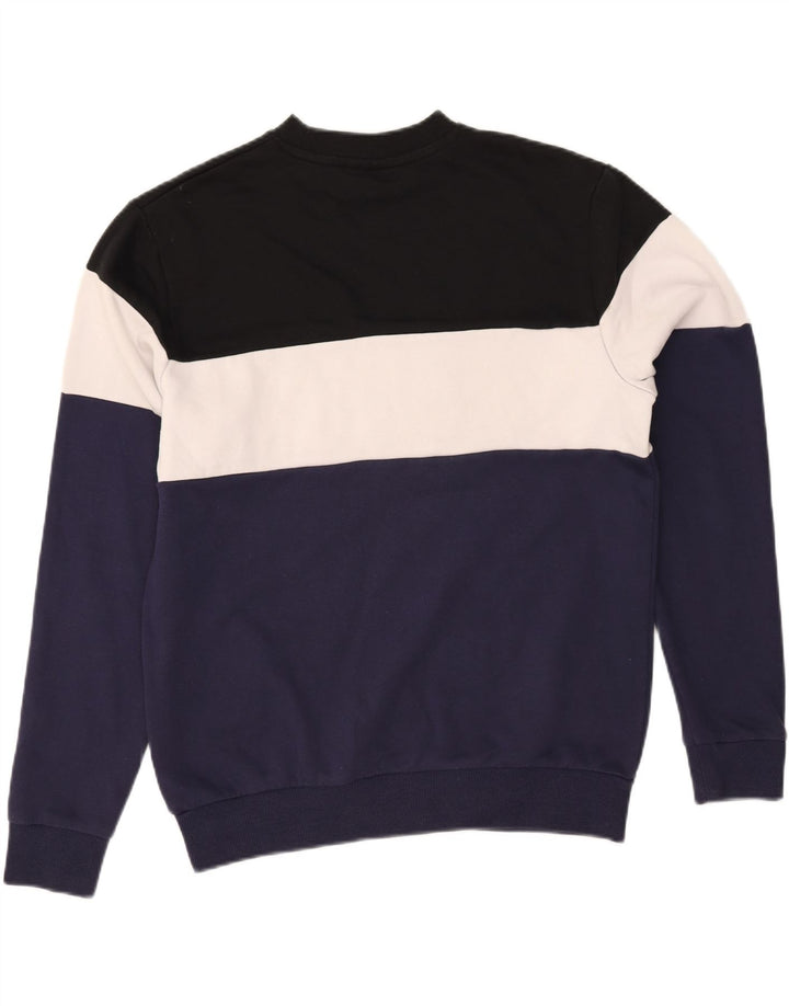 FILA Mens Graphic Sweatshirt Jumper Medium Blue Colourblock Cotton Vintage Fila and Second-Hand Fila from Messina Hembry 