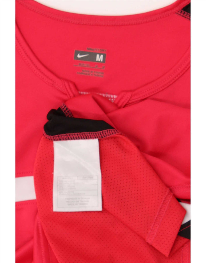 Γυναικείο μπλουζάκι Nike Dri Fit Top US 8/10 μεσαίου κόκκινου χρώματος πολυεστέρας