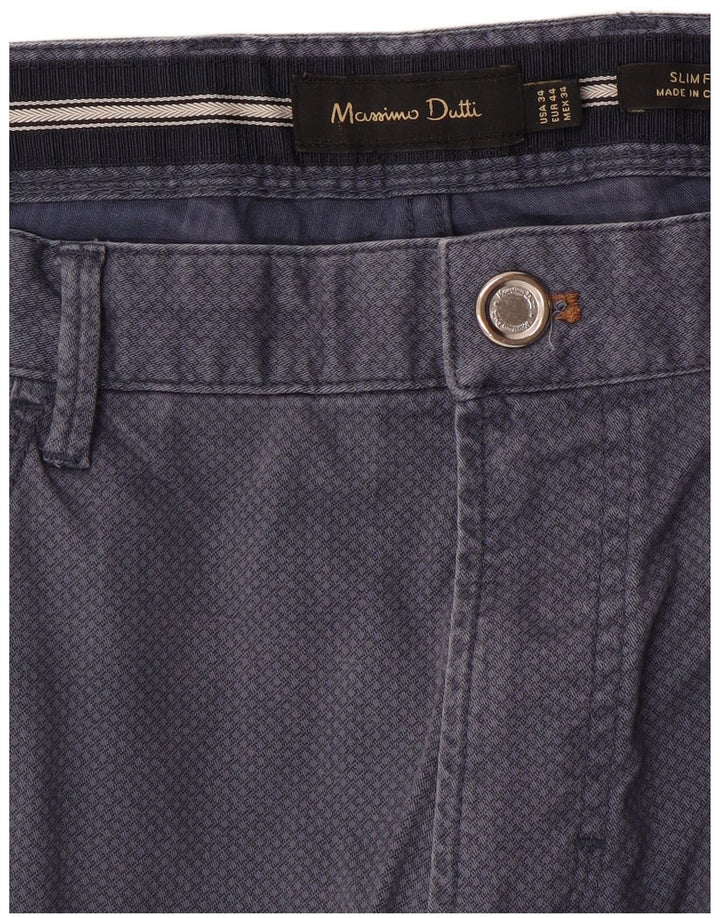 MASSIMO DUTTI Ανδρικό παντελόνι casual EU 44 Large W34 L33 Navy Blue Spotted