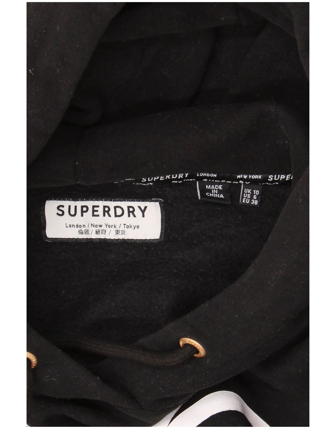 Γυναικεία κουκούλα με κουκούλα SUPERDRY μεγάλου μεγέθους UK 10 Small Black