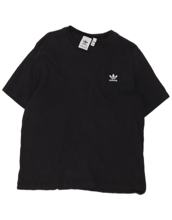 Adidas Γυναικείο T-Shirt Top UK 18 μεγάλο μαύρο βαμβακερό