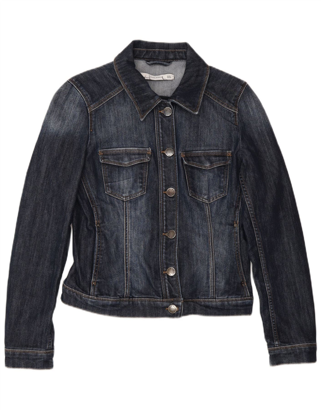 Zara Γυναικείο Τζιν Μπουφάν UK 12 Medium Navy Blue Cotton