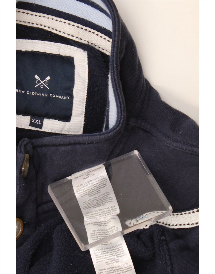 CREW CLOTHING Ανδρικό φούτερ με λαιμό κουμπιά Jumper 2XL Navy Blue Cotton