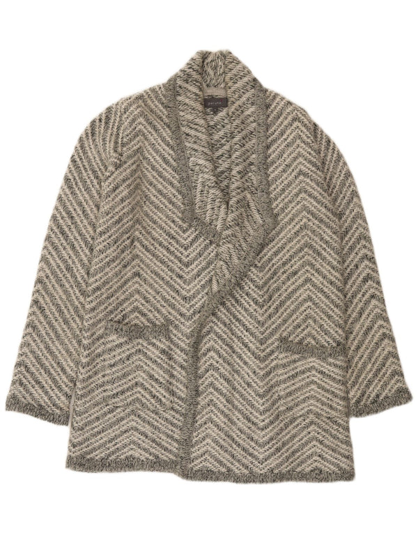 Marks & Spencer Γυναικείο πουλόβερ Longline Cardigan UK 14 Medium Grey Chevron
