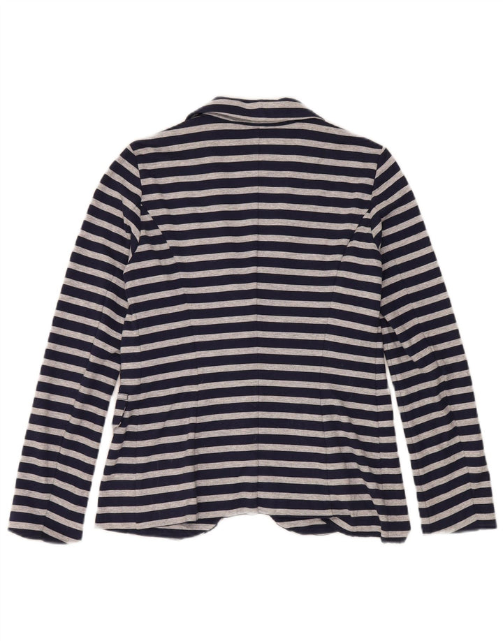 Benetton Γυναικείο μπλέιζερ 1 κουμπιού μπουφάν UK 10 Small Navy Blue ριγέ