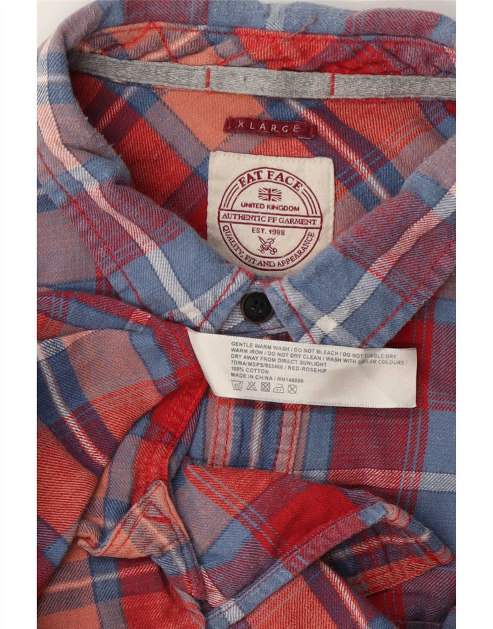 Ανδρικό φανελένιο πουκάμισο Fat Face XL Red Check Cotton
