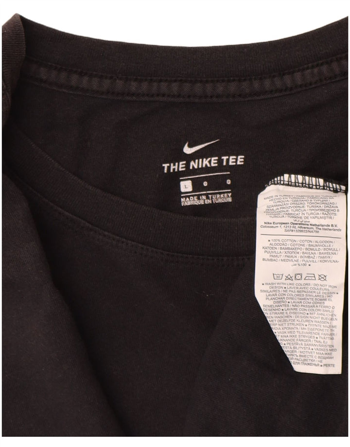 Ανδρικό γραφικό μπλουζάκι Nike, μεγάλο μαύρο βαμβακερό