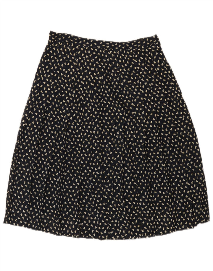 VINTAGE Γυναικεία Ψηλόμεση Α-γραμμή Φούστα IT 44 Medium W26 Navy Blue Floral