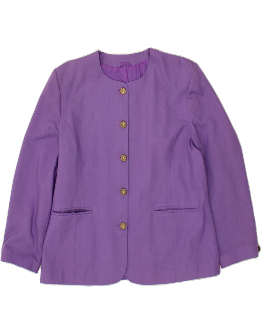 VINTAGE Womens 5 Button Blazer Jacket UK 14 Large Purple Vintage Vintage and Second-Hand Vintage from Messina Hembry 