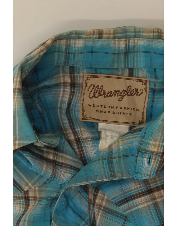 Ανδρικό κοντομάνικο πουκάμισο Wrangler Western, μεσαίο μπλε καρό