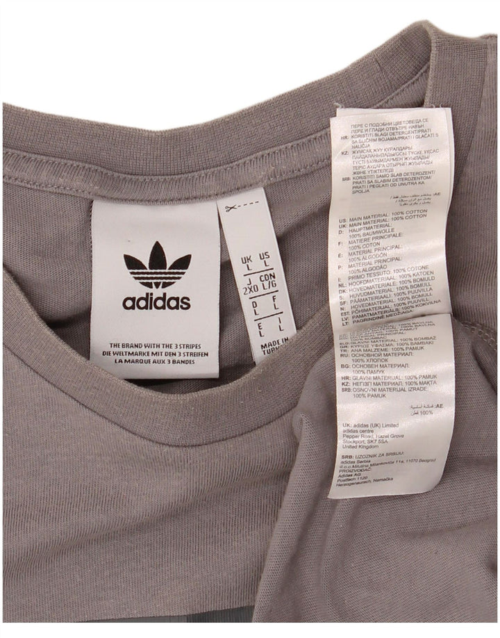Ανδρικό γραφικό μπλουζάκι ADIDAS Top μεγάλο γκρι βαμβακερό