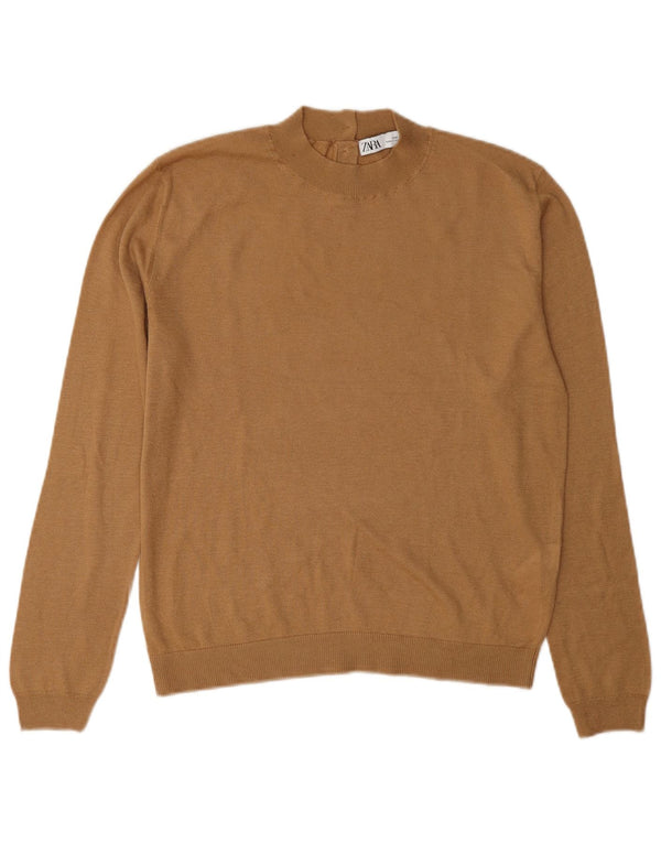 Zara γυναικείο πουλόβερ με λαιμό χελώνα UK 12 Medium Khaki Modal