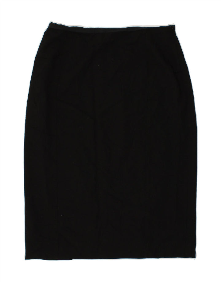 Γυναικεία Midi Φούστα JAEGER UK 12 Medium W28 Μαύρη μάλλινη