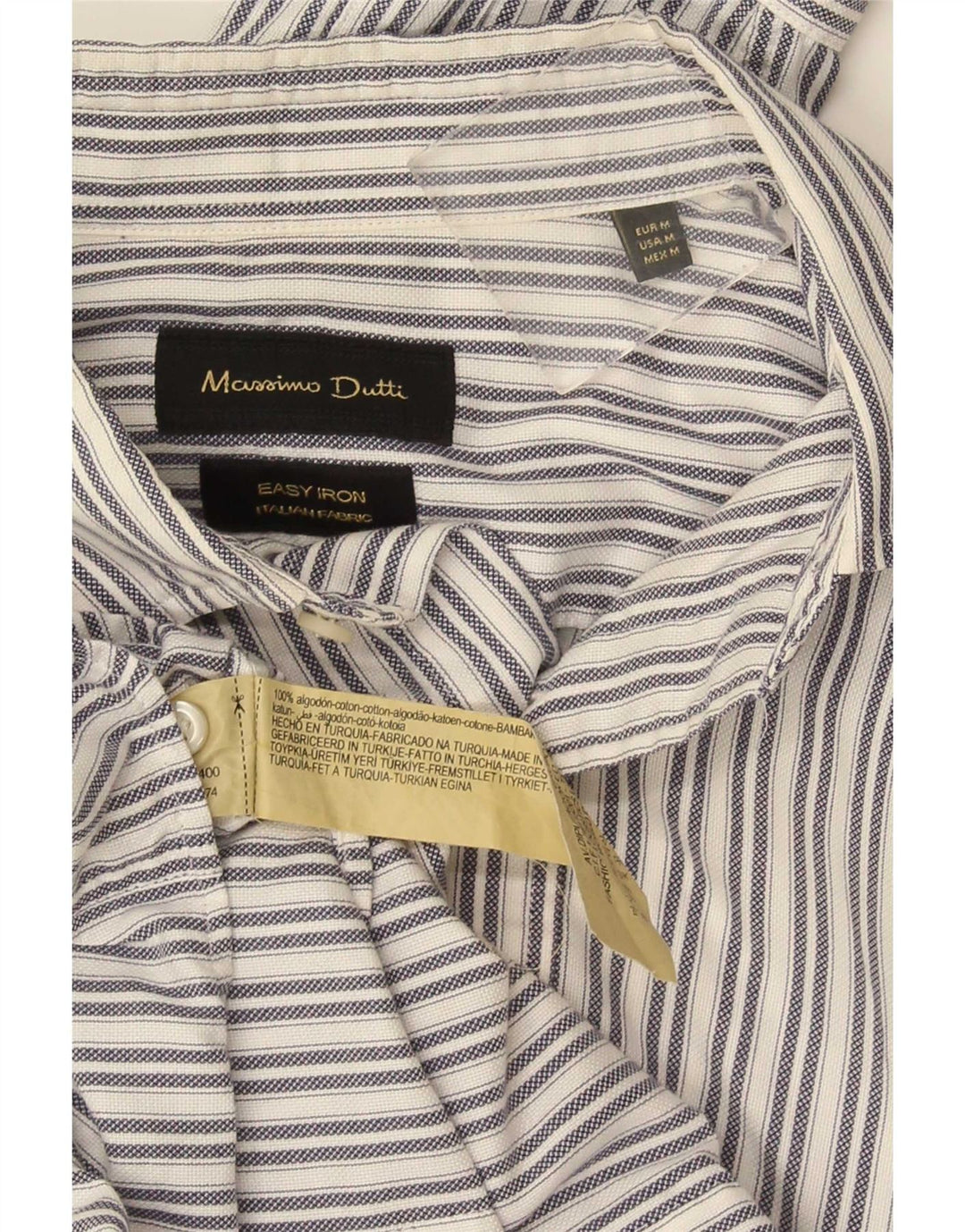 Ανδρικό πουκάμισο Massimo Dutti, μεσαίο λευκό βαμβακερό ριγέ