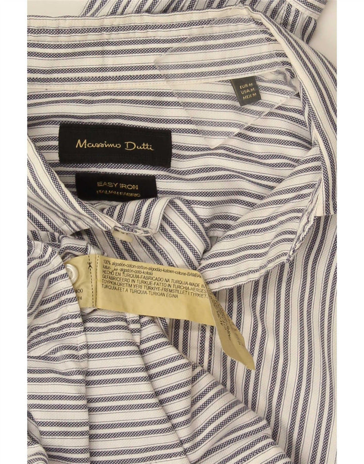 Ανδρικό πουκάμισο Massimo Dutti, μεσαίο λευκό βαμβακερό ριγέ