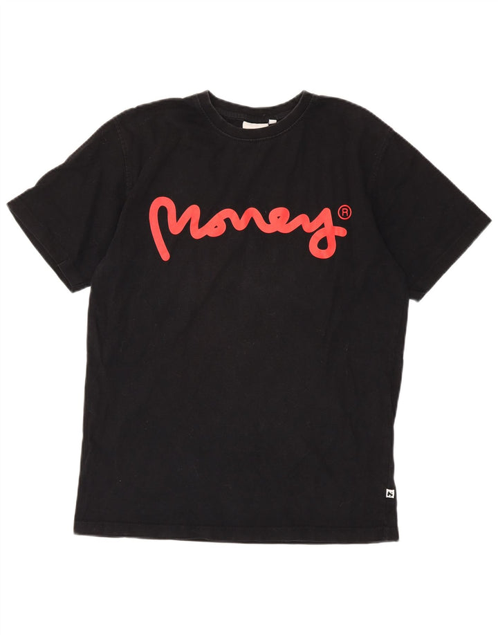 Ανδρικό γραφικό T-Shirt Money Top Μεσαίο μαύρο βαμβακερό