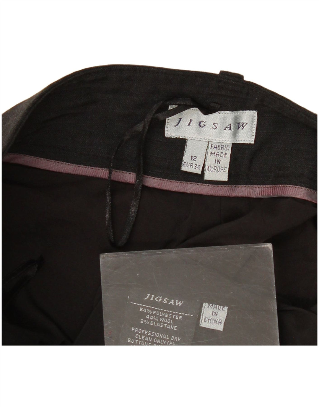 JIGSAW Γυναικείο ίσιο παντελόνι UK 12 Medium W34 L34 Grey Polyester
