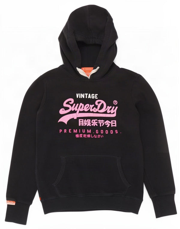 Superdry Γυναικείο Γραφικό Hoodie Jumper UK 14 Medium Navy Blue Cotton