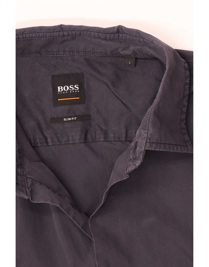 Ανδρικό πουκάμισο Hugo Boss Slim Fit Large Navy Blue