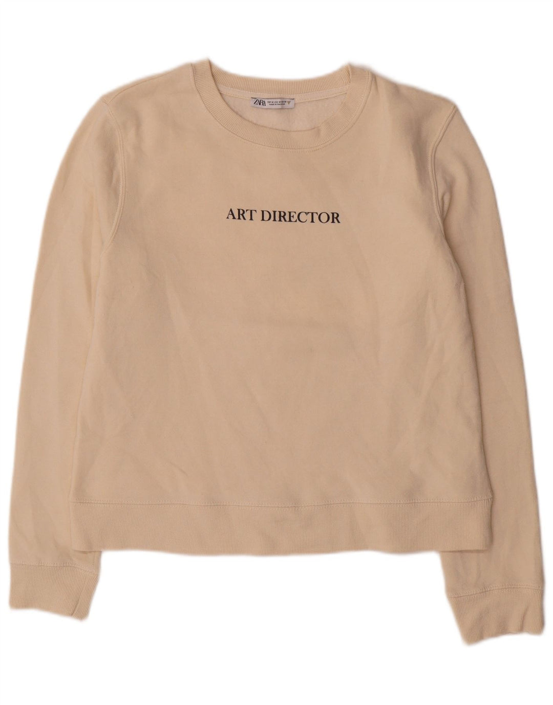 Zara Γυναικείο Φούτερ με γραφικά Jumper UK 14 Βαμβακερό μεσαίο υπόλευκο