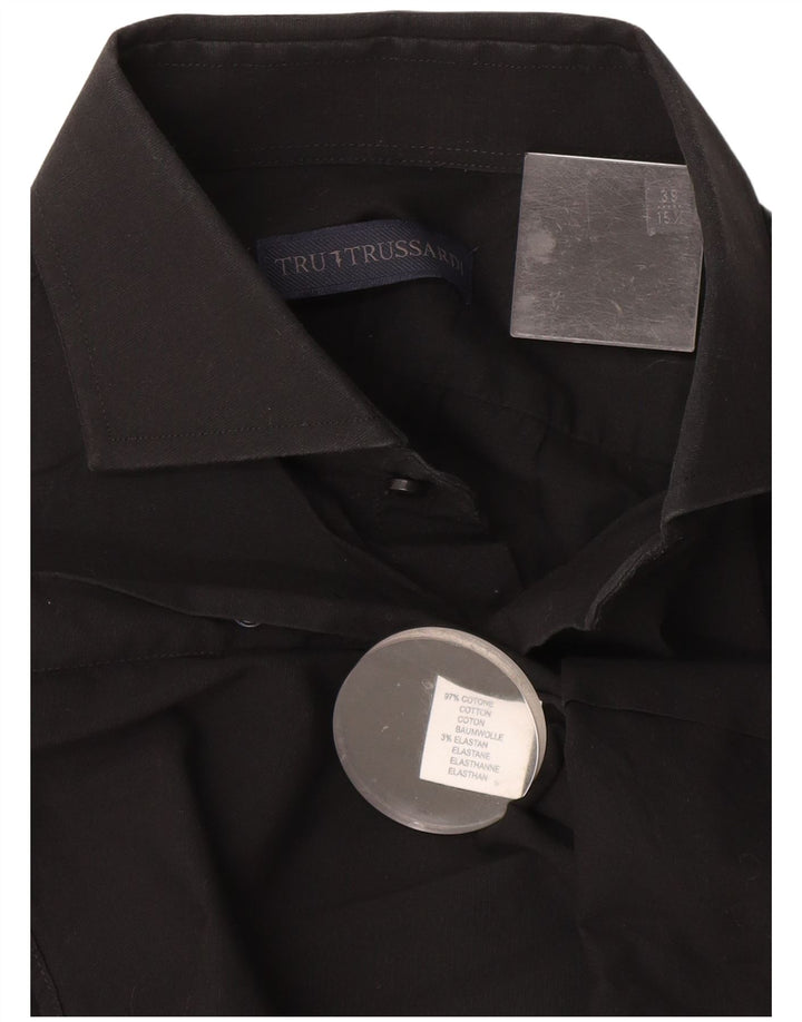 Ανδρικό πουκάμισο Trussardi Μέγεθος 39 15 1/2 Μεσαίο Μαύρο Βαμβακερό