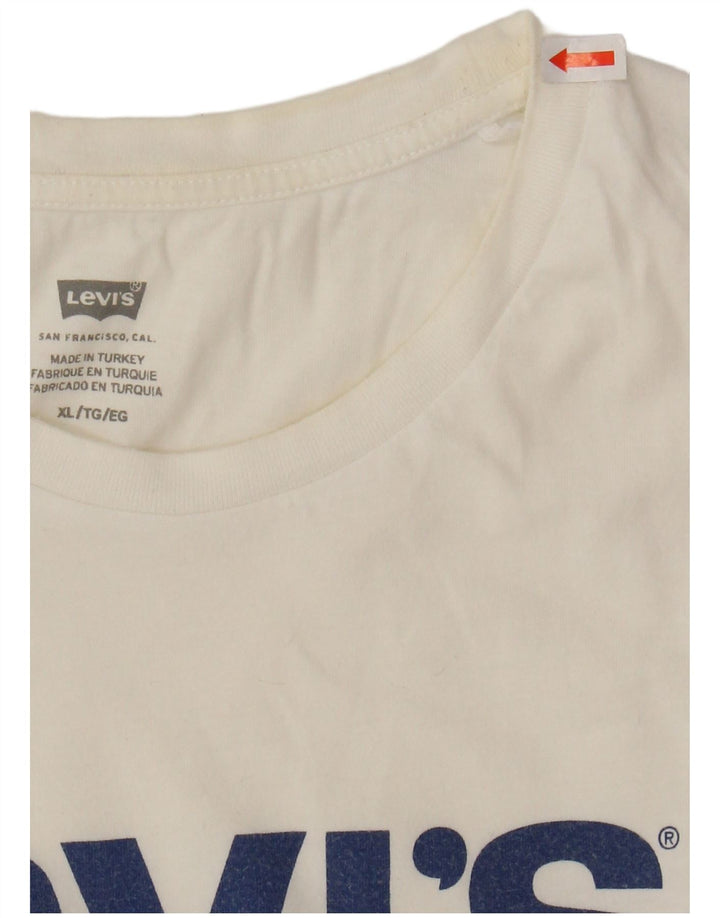 LEVI'S Mens Graphic T-Shirt Top XL White Cotton