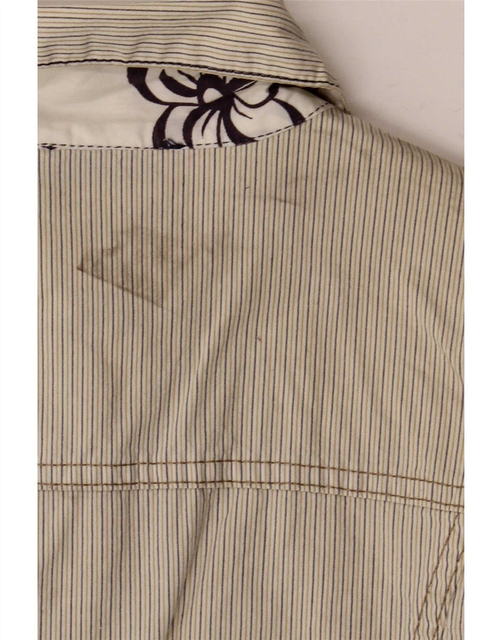 Γυναικείο Gas Crop Bomber Jacket UK 10 Small Beige ριγέ βαμβακερό