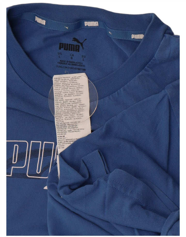 Ανδρικό γραφικό μπλουζάκι PUMA τοπ μεγάλο μπλε βαμβακερό