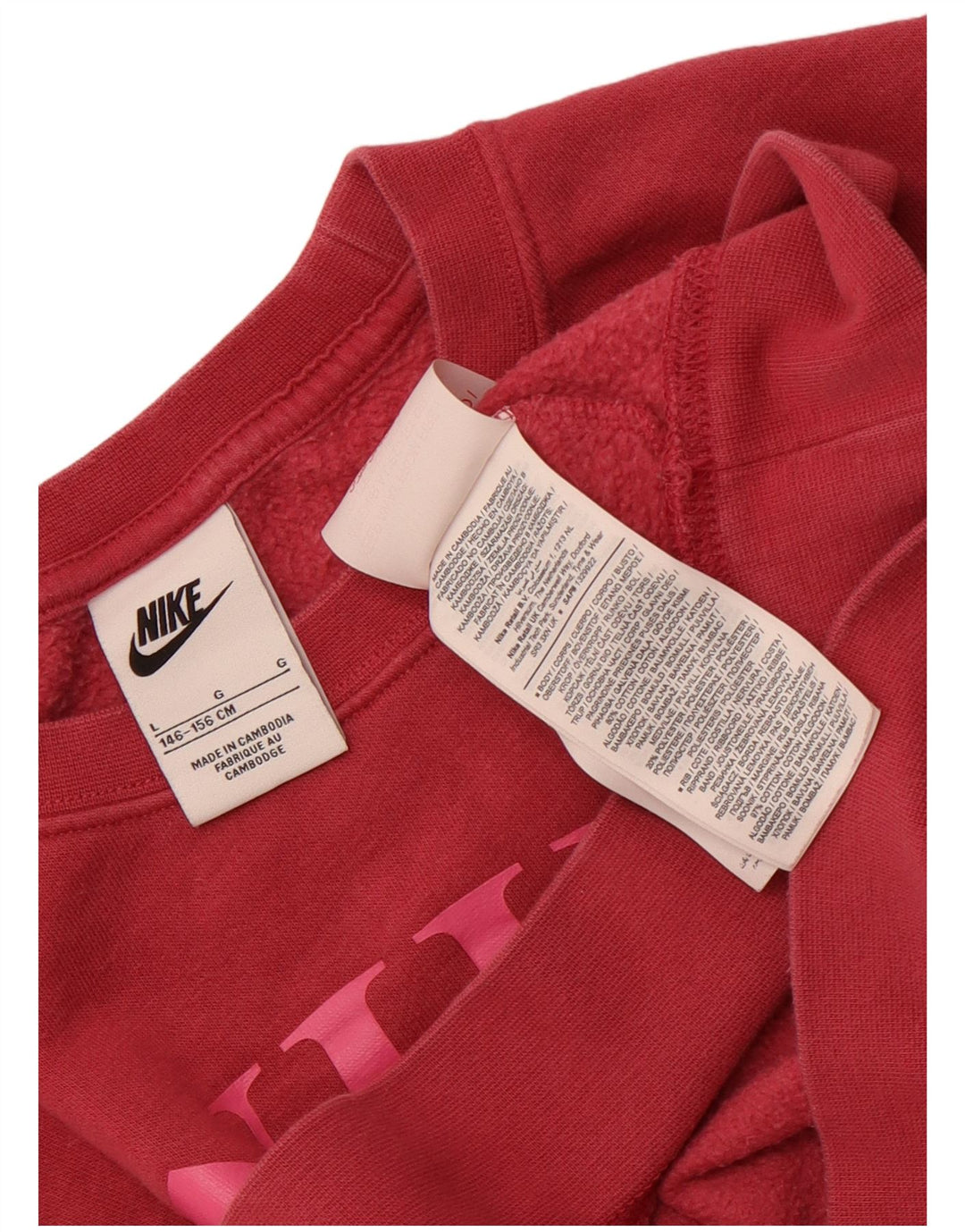 Nike Girls Oversized Crop Graphic Φούτερ 12-13 ετών Μεγάλο Ροζ