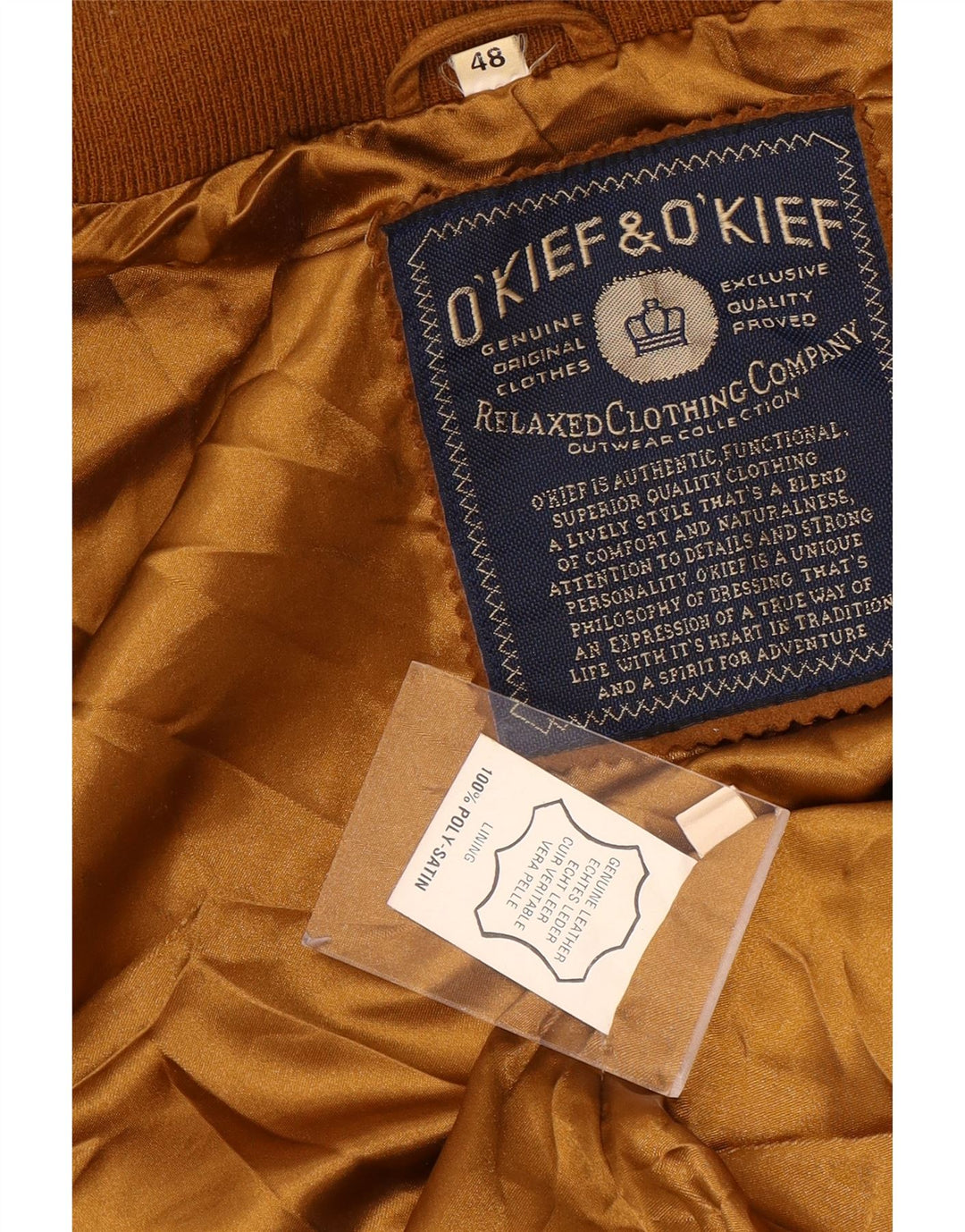 O'Kief Ανδρικό Σουέντ Bomber Μπουφάν IT 48 Μεσαίο Καφέ Δέρμα
