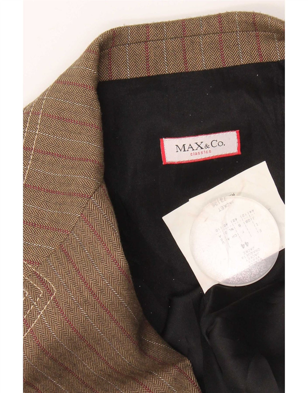 Max & Co. Γυναικείο μπλέιζερ με 3 κουμπιά μπουφάν UK 12 μεσαίου καφέ ριγέ οξικό