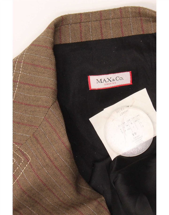 Max & Co. Γυναικείο μπλέιζερ με 3 κουμπιά μπουφάν UK 12 μεσαίου καφέ ριγέ οξικό